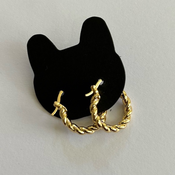 Gold Twisted Hoop Earrings - Picture 2 of 3